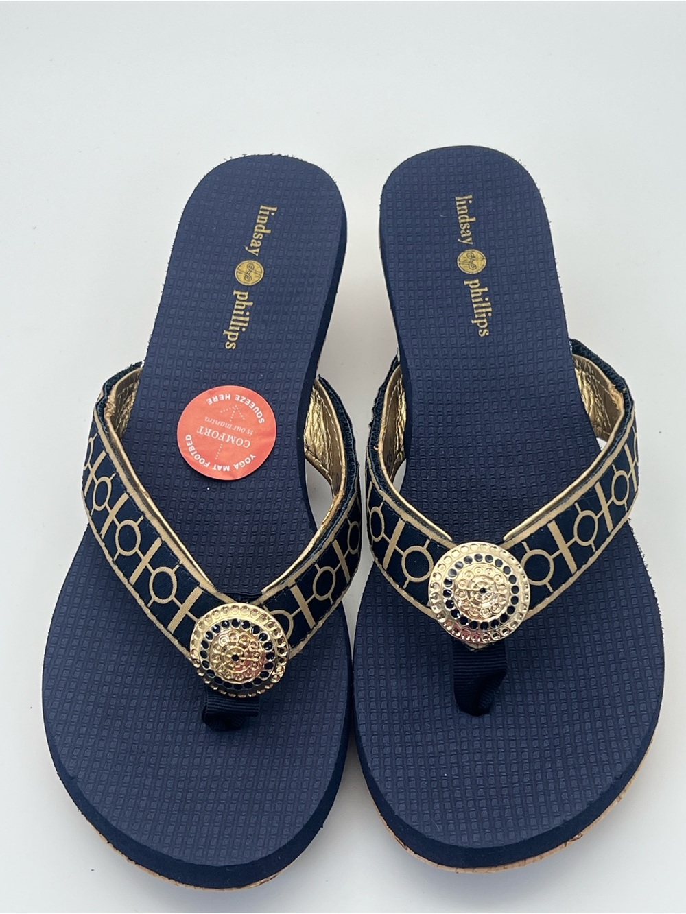 NWT! Lindsay Phillips Yoga Lynne Platform Wedge Sandal NAvy SIze 7 - Picture 3 of 10